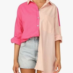 CHYRII Womens Casual Button Down Shirts Long Sleeve Blouse Tops with Pockets